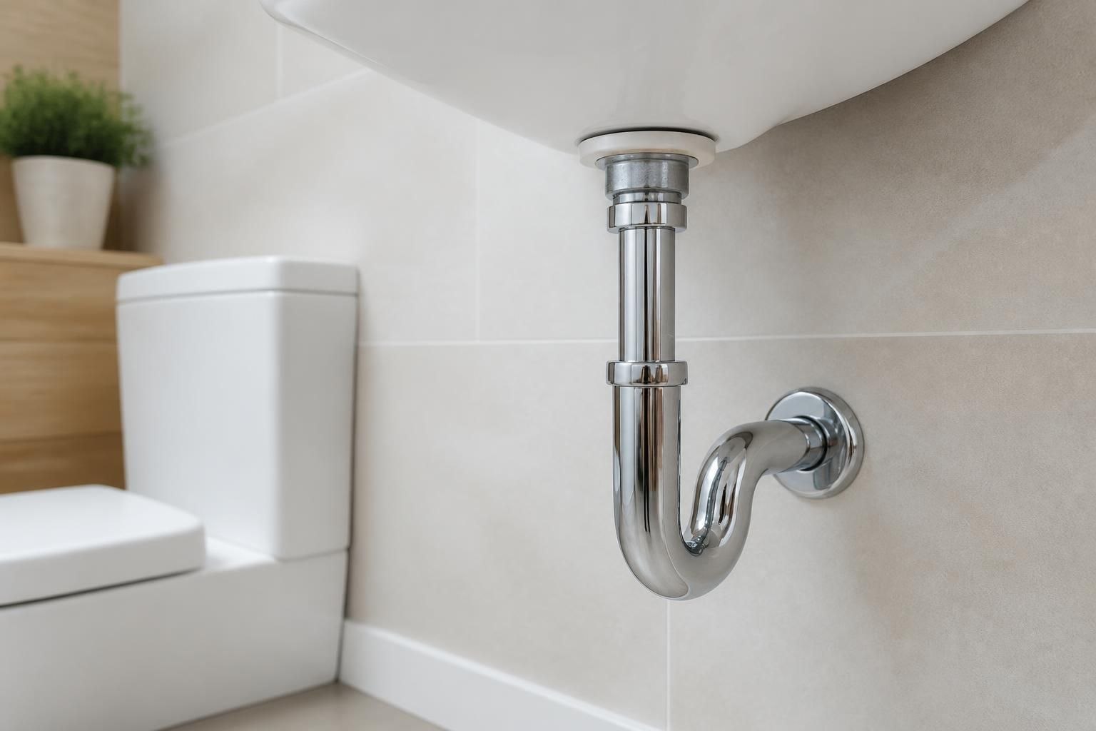 Restored bathroom plumbing after an emergency repair.
